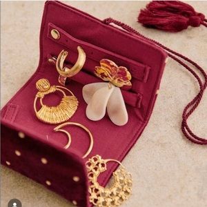 Sezane Brand new jewelry wrap. Burgundy/ Embroidered Polka Dots